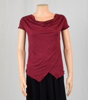 Tee-shirt col bateau bordeau