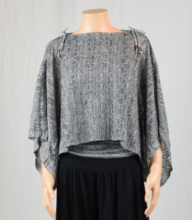 Pull double en maille gris chiné