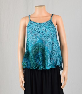 Top imprimé mandala turquoise