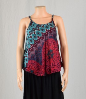 Top imprimé fleur rouge